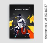 Weightlifting bodybuilder athlete poster, gym sport concept design, workout. grunge design style. Bodybuilder color silhouette. Sports Exercise