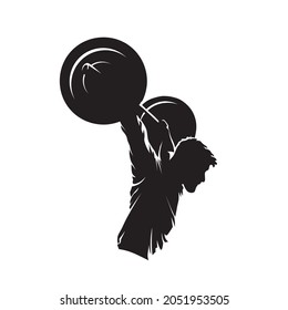 Halterofilia, construcción de cuerpos. Silhouette vectorial aislada, ejercicio en el logo del gimnasio