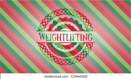 Weightlifting christmas badge background.