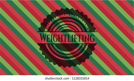 Weightlifting christmas colors style badge.