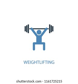 Weightlifting concept 2 colored icon. Simple blue element illustration. Weightlifting concept symbol design from Sport set. Can be used for web and mobile UI/UX