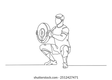 Desenho contínuo de uma linha de levantamento de peso. Cardio e exercícios de elevação ilustração de arte de linha única. Vetor editável.