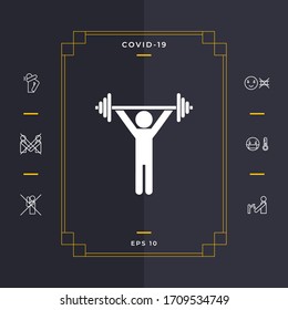 Levantamiento de pesas, icono de entrenamiento de campanas. Elementos gráficos para el diseño
