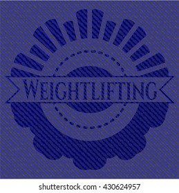 Weightlifting emblem with denim texture