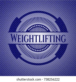 Weightlifting emblem with denim texture