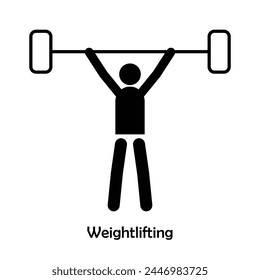 Weightlifting flat black icon vector isolated on white background