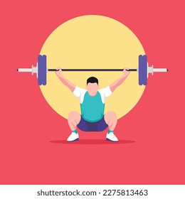 Weightlifting flat design vector, Weightlifting design vector