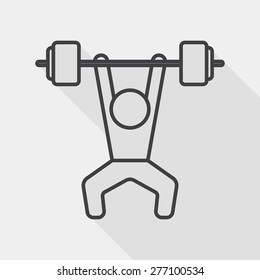 weightlifting flat icon with long shadow, line icon