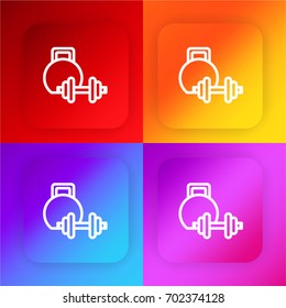 Weightlifting four color gradient app icon set