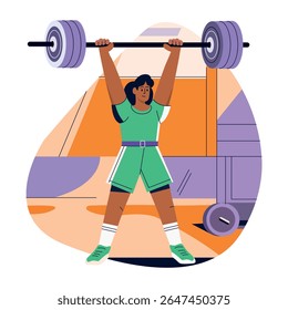 Ilustração de menina de levantamento de peso em estilo plano