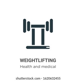 Weightlifting glyph icon vector on white background. Flat vector weightlifting icon symbol sign from modern health collection for mobile concept and web apps design.