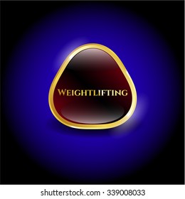 Weightlifting gold emblem or badge