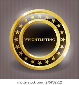 Weightlifting gold shiny badge