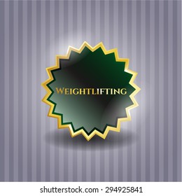 Weightlifting gold shiny badge