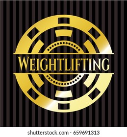 Weightlifting golden emblem or badge