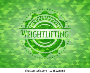 Weightlifting green mosaic emblem