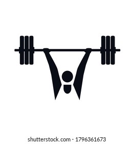 Weightlifting gym athlete barbell man logo icon sign Sport symbol emblem Hand drawn design style Fashion print clothes apparel greeting invitation card banner poster badge cover wallpaper flyer font