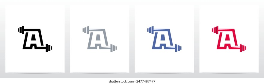 Weightlifting Gym Letter Initial Logo Design A