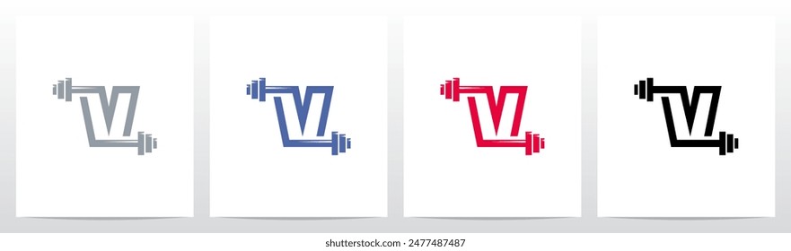 Weightlifting Gym Letter Initial Logo Design V