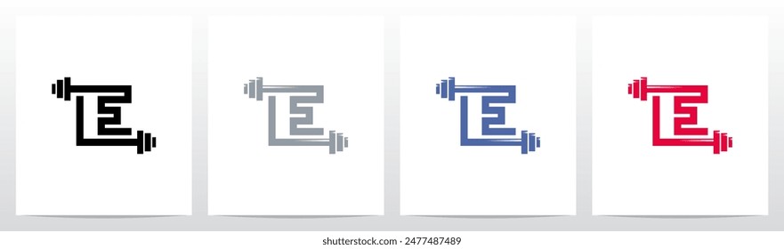 Weightlifting Gym Letter Initial Logo Design E