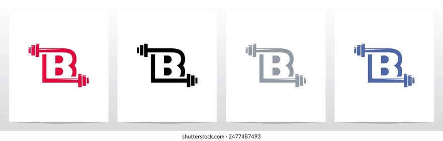 Weightlifting Gym Letter Initial Logo Design B