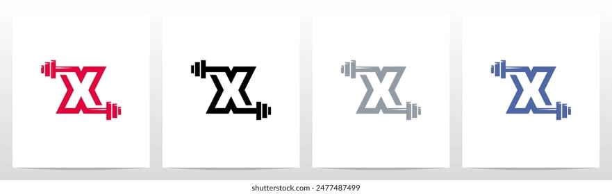 Weightlifting Gym Letter Initial Logo Design X