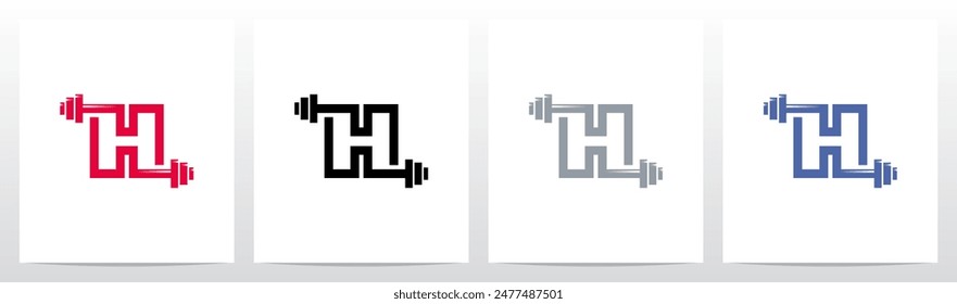 Weightlifting Gym Letter Initial Logo Design H