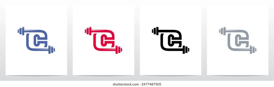 Weightlifting Gym Letter Initial Logo Design C