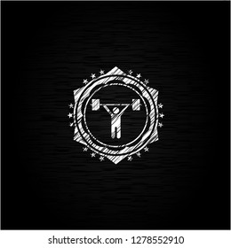 weightlifting icon with chalkboard texture