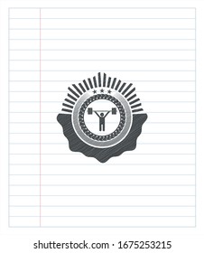 weightlifting icon draw with pencil effect. Vector Illustration. Detailed.