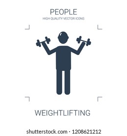 weightlifting icon. high quality filled weightlifting icon on white background. from people collection flat trendy vector weightlifting symbol. use for web and mobile