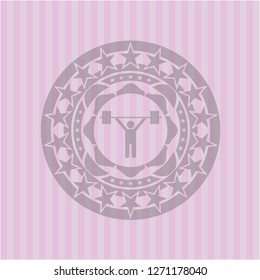 weightlifting icon inside badge with pink background