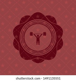 weightlifting icon inside badge with red background