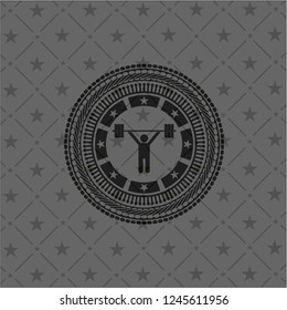 weightlifting icon inside black badge