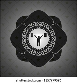 weightlifting icon inside dark badge