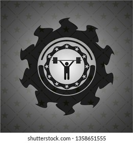 weightlifting icon inside dark badge