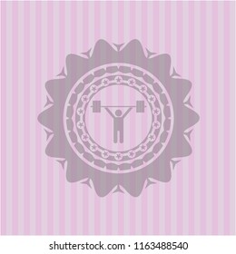 weightlifting icon inside pink icon or emblem