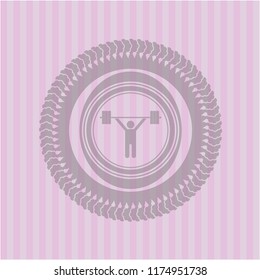 weightlifting icon inside pink icon or emblem