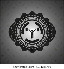weightlifting icon inside realistic black emblem