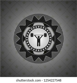 weightlifting icon inside realistic dark emblem