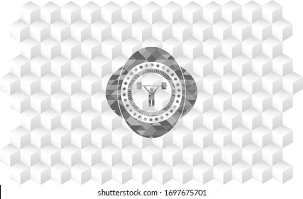 weightlifting icon inside realistic grey emblem with cube white background