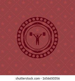icono de halterofilia dentro del emblema rojo retro
