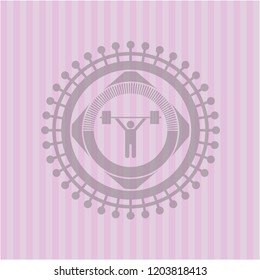 weightlifting icon inside retro style pink emblem