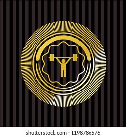 weightlifting icon inside shiny badge