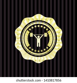 weightlifting icon inside shiny badge