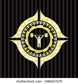 weightlifting icon inside shiny badge