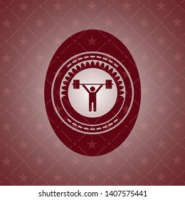 weightlifting icon inside vintage red emblem