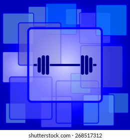 Weightlifting icon. Internet button on abstract background. 