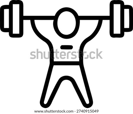 Weightlifting icon in minimal outline style