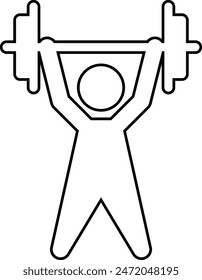 Weightlifting icon outline, exercise sign, sport icon, gym icon